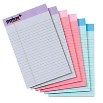 Prism+ Legal Pads, 5 inch; x 8 inch;, Narrow Ruled, 100 Pages (50 Sheets) Per Pad, Pack Of 6 Pads, Assorted Colors