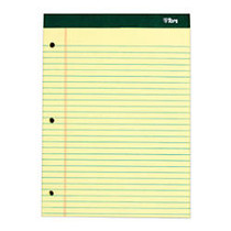 TOPS Perforated 3-Hole Punched Legal Pad - Printed - Stapled/Glued - 16 lb Basis Weight - Letter 8.50 inch; x 11.75 inch; - Canary Paper - 1 / Pad