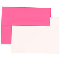 JAM Paper; A7 Stationery Set, 5 1/4 inch; x 7 1/4 inch;, Ultra Fuchsia/White, Set Of 25 Cards And 25 Envelopes