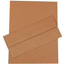JAM Paper; Business Stationery Set, 8 1/2 inch; x 11 inch;, 100% Recycled, Brown Kraft, Set Of 50 Sheets And 50 Envelopes