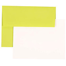 JAM Paper; Stationery Set, 4 3/4 inch; x 6 1/2 inch;, Ultra Lime/White, Set Of 25 Cards And Envelopes