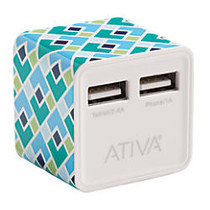 Ativa; USB Dual-Port Wall Charger, Blue