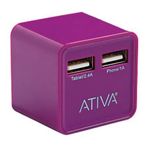 Ativa; USB Dual-Port Wall Charger, Purple