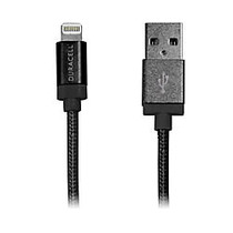 Duracell; Sync-And-Charge Fabric Cable, USB-To-Lightning, 6', Black, LE2200