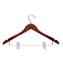 Honey-Can-Do Wood Suit Hangers With Clips, Cherry, Pack Of 12