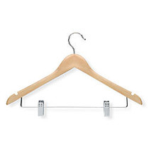 Honey-Can-Do Wood Suit Hangers With Clips, Maple, Pack Of 12