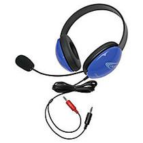 Califone Blue Stereo Headphone w/ Mic Dual 3.5mm Plug Via Ergoguys