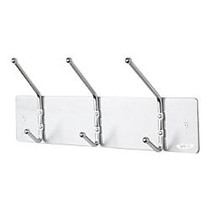 Safco; Metal Wall Rack Coat Hooks, 3 Hooks, 7 inch;H x 18 inch;W x 3 3/4 inch;D, Satin Aluminum