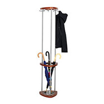 Safco; Mode 9-Hook Coat Rack With Umbrella Stand, 68 3/4 inch;H x 14 1/2 inch;W x 14 1/2 inch;D, Cherry