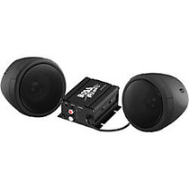 BOSS AUDIO MCBK400 Black 600 watt Motorcycle/ATV Sound System with One Pair of 3 inch Weather Proof Speakers, Aux Input and Volume Control