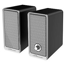 Compucessory 2-Piece USB-Powered Compact Multimedia Speaker System, 4.8 inch;H x 3.3 inch;W x 2.8 inch;D, Black, CCS28286