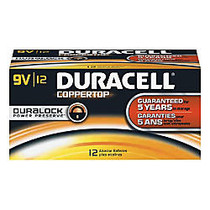 Duracell; Coppertop 9-Volt Alkaline Batteries, Pack Of 12