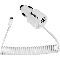 StarTech.com Dual Port Car Charger with Apple 8-pin Lightning Connector and USB 2.0 Port - High Power (21 Watt / 4.2 Amp)