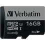 Verbatim 16GB Pro 600X microSDHC Memory Card with Adapter, UHS-I U3 Class 10