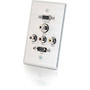 C2G Single Gang HDMI, HD15 VGA, RCA Audio/Video, and 3.5mm Wall Plate - Brushed Aluminum