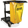 Genuine Joe Workhorse Janitor's Cart - 40 inch; Width x 20.5 inch; Depth x 38 inch; Height - Charcoal, Yellow