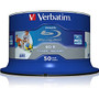 Verbatim BD-R 25GB 6X Shiny Silver Silk Screen Printable, Hub Printable - 50pk Spindle