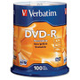 Verbatim; DVD-R Recordable Media Spindle, 4.7GB/120 Minutes, Pack Of 100