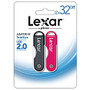 Lexar; JumpDrive; TwistTurn USB 2.0 Flash Drives, 32GB, Black/Pink, Pack Of 2