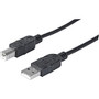 Manhattan Hi-Speed A Male/B Male USB Device Cable, 6', Black, Retail Pkg