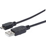 Manhattan Hi-Speed A Male/Micro-B Male USB Device Cable, 1.5', Black, Retail Pkg