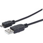 Manhattan Hi-Speed A Male/Micro-B Male USB Device Cable, 3', Black, Retail Pkg