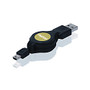 VogDuo Retractable USB Device Cable, A To Mini-B, 32 inch;, Black