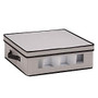Honey-Can-Do Canvas Dinnerware Storage Box, Large, 5 3/4 inch;H x 14 inch;W x 16 1/4 inch;D, Black/Gray