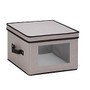 Honey-Can-Do Canvas Dinnerware Storage Box, Medium, 8 1/2 inch;H x 12 inch;W x 12 inch;D, Black/Gray