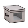 Honey-Can-Do Canvas Dinnerware Storage Box, Small, 8 inch;H x 10 inch;W x 10 inch;D, Black/Gray