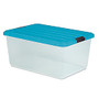 Iris; Plastic Storage Box, 44 Qt, 21 3/4 inch;H x 15 3/4 inch;W x 10 5/8 inch;L, Clear/Blueberry