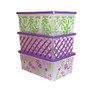 Office Wagon; Brand In-Mold Label Plastic Storage Boxes, 16 3/4 inch; x 11 inch; x 6 1/2 inch;, Floral Design, Pack Of 3