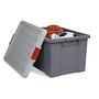 Office Wagon; Brand Plastic Storage Tote, 70 Qt, 25 inch;L x 17 9/16 inch;W x 14 1/8 inch;H, Gray/Red