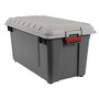 Office Wagon; Brand Plastic Storage Trunk, 87 Qt, Gray/Red