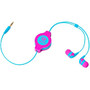 ReTrak&trade; Retractable Earbuds, Neon Pink/Blue