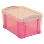 Really Useful Box; Plastic Storage Box, 1.6 Liters, 7 1/2 inch; x 5 1/4 inch; x 4 1/4 inch;, Pink