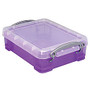 Really Useful Box; Plastic Storage Box, 1.75 Liters, 2 3/4 inch;H x 7 1/16 inch;W x 9 7/16 inch;D, Transparent Purple