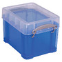 Really Useful Box; Plastic Storage Box, 3 Liters, 6 1/2 inch;H x 7 1/4 inch;W, 9 1/2 inch; x 7 1/4 inch; x 6 1/2 inch;, Blue