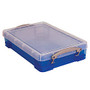 Really Useful Box; Plastic Storage Box, 4 Liters, 14 1/2 inch; x 10 1/4 inch; x 3 1/4 inch;, Transparent Blue