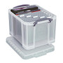 Really Useful Boxes; Plastic Storage Box, 32 Liters, 19 inch; x 14 inch; x 12 inch;, Clear