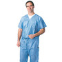 Medline Disposable Scrub Shirts, Large, Blue, Case Of 30