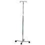 MABIS Adjustable-Height I.V. Pole, 4 Casters, 82 inch;, Silver