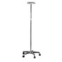 MABIS Adjustable-Height I.V. Pole, 5 Casters, 82 inch;, Silver