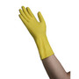 Tradex International Flock-Lined Latex General Purpose Gloves, Large, Yellow, 12 Pairs