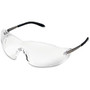 Crews Blackjack Wrap-around Safety Glasses, Chrome Plastic Frame, Clear Lens