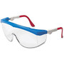 Crews Tomahawk Single Lens Safety Glasses - Ultraviolet Protection - Polycarbonate Lens, Nylon Frame - Multi, Clear, Blue, White - 1 Each