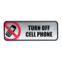 COSCO Turn Off Cell Phone Image/Message Sign - 1 Each - Turn Off Cell Phone Print/Message - 9 inch; Width x 3 inch; Height - Rectangular Shape - Metal - Silver, Red, Metallic