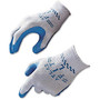 Showa Best Atlas Fit 300 Gloves - Large Size - Rubber, Cotton Liner, Polyester Liner - Blue, Gray - Lightweight, Elastic Wrist - 24 / Box