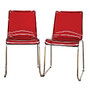 Baxton Studio Lino Acrylic Accent Stackable Chairs, 31 1/2 inch;H x 15 3/4 inch;W x 19 1/2 inch;D, Red, Set Of 2