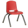 ECR4Kids; School Stack Chairs, 10 inch; Seat Height, Red/Chrome Legs, Pack Of 6